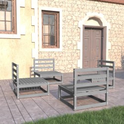 4-tlg. Garten-Lounge-Set Grau Kiefer Massivholz