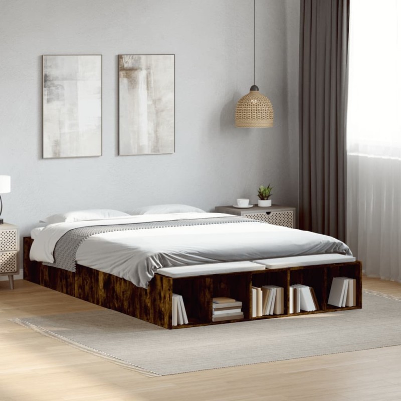 vidaXL Bettgestell Räuchereiche 120x190 cm Holzwerkstoff vidaXL Bettgestell Räuchereiche 120x190 cm Holzwerkstoff