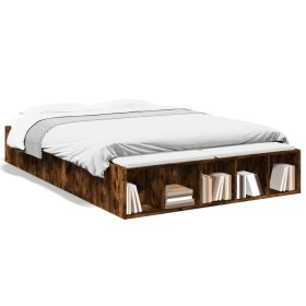 vidaXL Bettgestell Räuchereiche 120x190 cm Holzwerkstoff