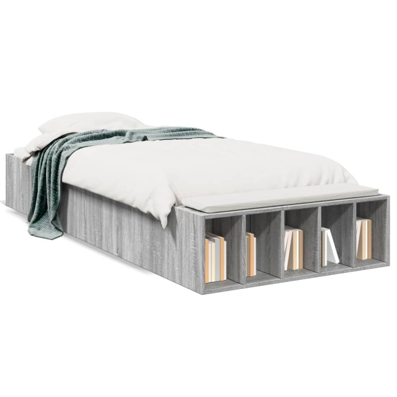 vidaXL Bettgestell Grau Sonoma 90x190 cm Holzwerkstoff vidaXL Bettgestell Grau Sonoma 90x190 cm Holzwerkstoff