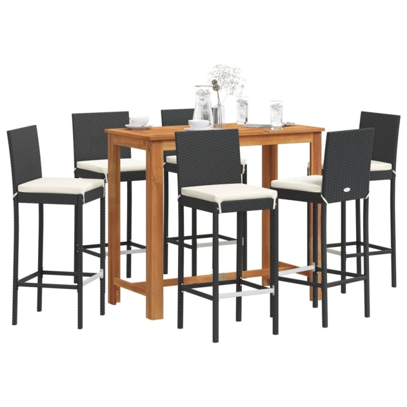 vidaXL 7-tlg. Gartenbar-Set Schwarz Massivholz Akazie und Poly Rattan vidaXL 7-tlg. Gartenbar-Set Schwarz Massivholz Akazie und Poly Rattan