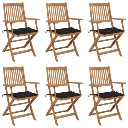 Klappbare Gartenstühle 6 Stk. mit Kissen Massivholz Akazie