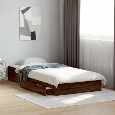 vidaXL Bettgestell mit Schubladen Braun Eichen-Optik 75x190 cm