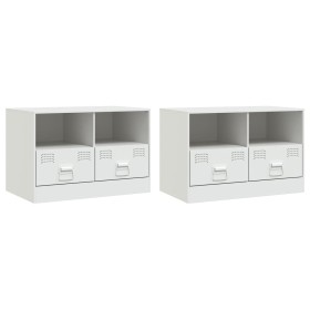 vidaXL TV-Schränke 2 Stk. Weiß 67x39x44 cm Stahl