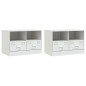 vidaXL TV-Schränke 2 Stk. Weiß 67x39x44 cm Stahl vidaXL TV-Schränke 2 Stk. Weiß 67x39x44 cm Stahl