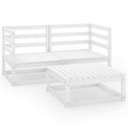 vidaXL 3-tlg. Garten-Lounge-Set Weiß Massivholz Kiefer