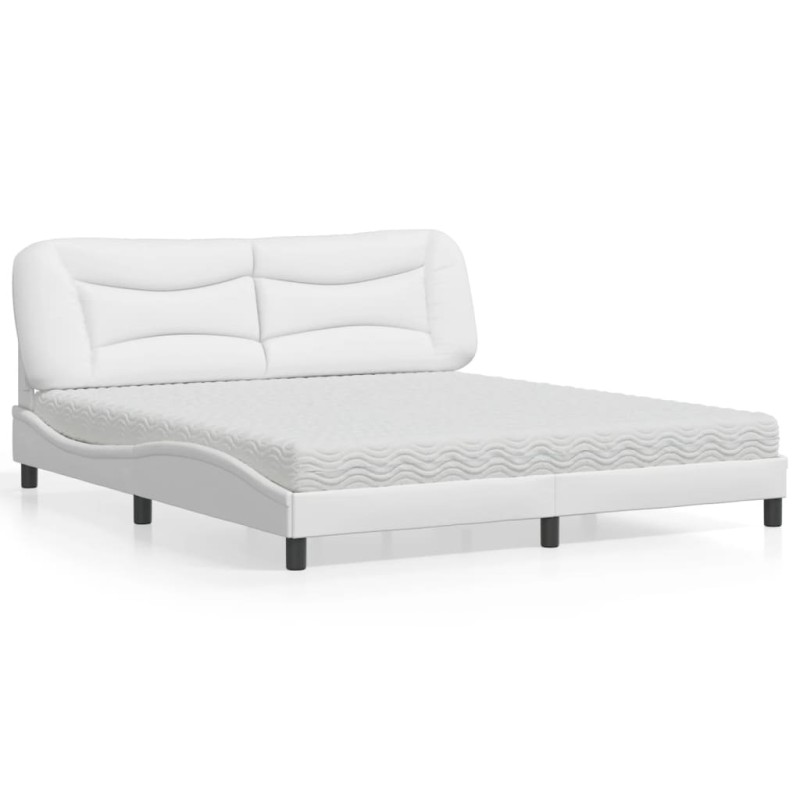 vidaXL Bett mit Matratze Weiß 180x200 cm Kunstleder vidaXL Bett mit Matratze Weiß 180x200 cm Kunstleder