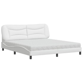 vidaXL Bett mit Matratze Weiß 180x200 cm Kunstleder