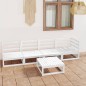 5-tlg. Garten-Lounge-Set Weiß Kiefer Massivholz 5-tlg. Garten-Lounge-Set Weiß Kiefer Massivholz