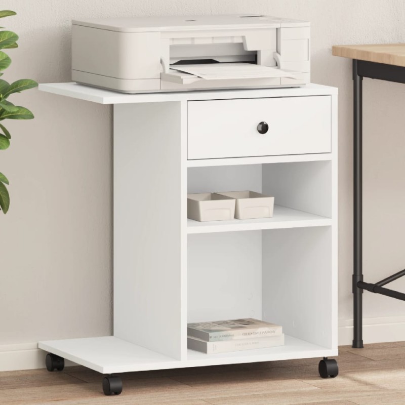 vidaXL Druckerständer mit Rollen Weiß 60x40x68,5 cm vidaXL Druckerständer mit Rollen Weiß 60x40x68,5 cm