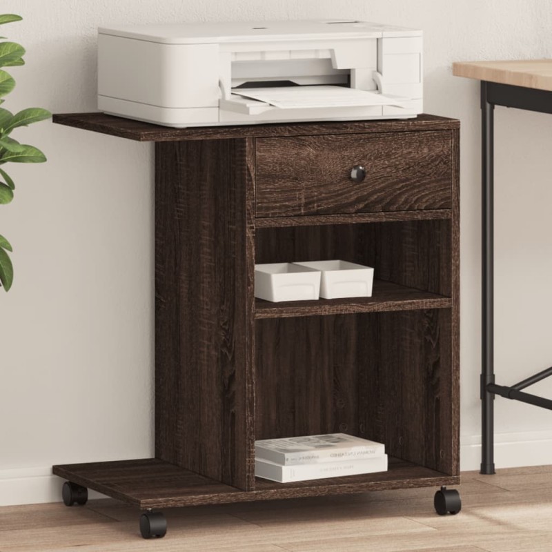 vidaXL Druckerständer mit Rollen Braun Eichen-Optik 60x40x68,5 cm vidaXL Druckerständer mit Rollen Braun Eichen-Optik 60x40x68,5 cm