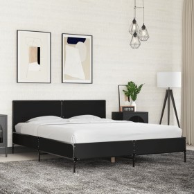 vidaXL Bettgestell Schwarz 150x200 cm Holzwerkstoff und Metall