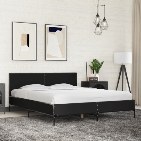 vidaXL Bettgestell Schwarz 150x200 cm Holzwerkstoff und Metall