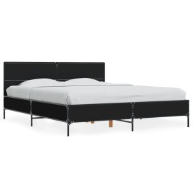 vidaXL Bettgestell Schwarz 150x200 cm Holzwerkstoff und Metall