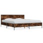 vidaXL Bettgestell Räuchereiche 180x200 cm Holzwerkstoff und Metall