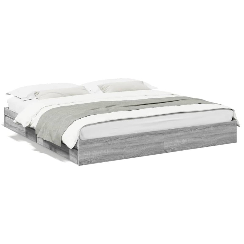 vidaXL Bettgestell mit Schubladen Grau Sonoma 180x200cm Holzwerkstoff vidaXL Bettgestell mit Schubladen Grau Sonoma 180x200cm Holzwerkstoff