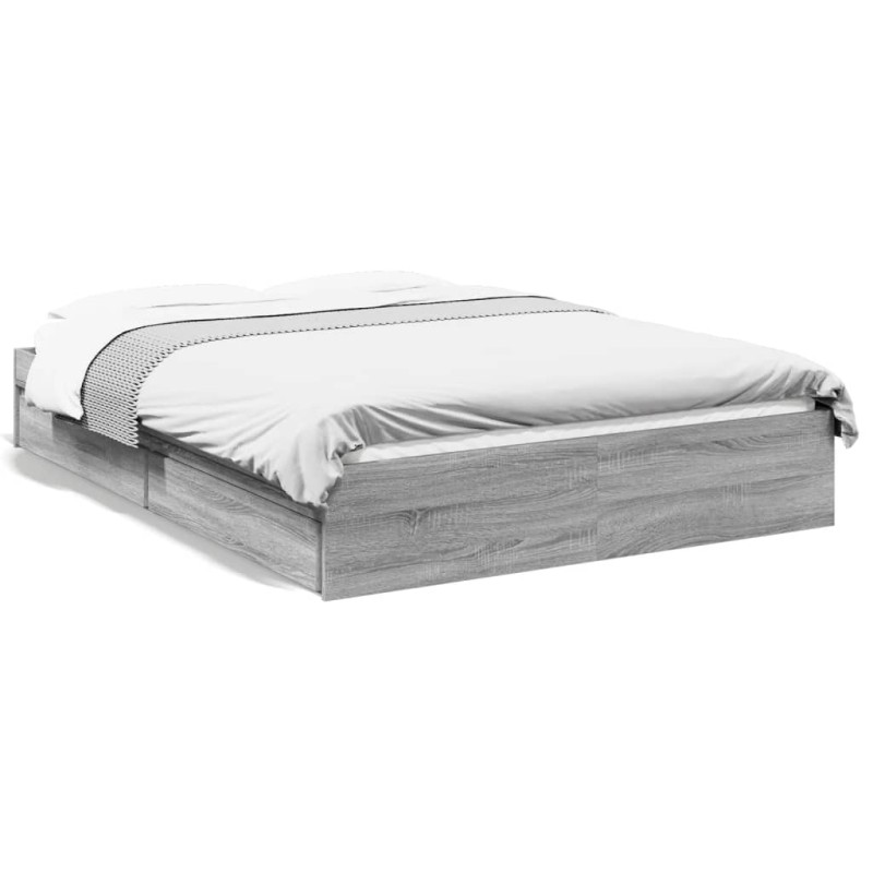 vidaXL Bettgestell mit Schubladen Grau Sonoma 135x190 cm Holzwerkstoff vidaXL Bettgestell mit Schubladen Grau Sonoma 135x190 cm Holzwerkstoff