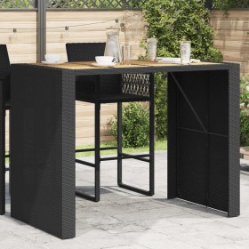 vidaXL Gartentisch mit Holzplatte Schwarz 145x80x110 cm Poly Rattan