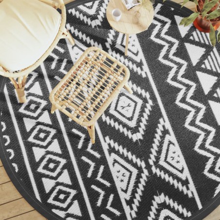 vidaXL Outdoor-Teppich Schwarz Ø200 cm PP