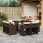 vidaXL 9-tlg. Garten-Essgruppe mit Kissen Braun Poly Rattan vidaXL 9-tlg. Garten-Essgruppe mit Kissen Braun Poly Rattan