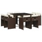 vidaXL 9-tlg. Garten-Essgruppe mit Kissen Braun Poly Rattan vidaXL 9-tlg. Garten-Essgruppe mit Kissen Braun Poly Rattan