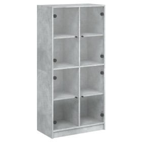 vidaXL Highboard mit Türen Betongrau 68x37x142 cm Holzwerkstoff