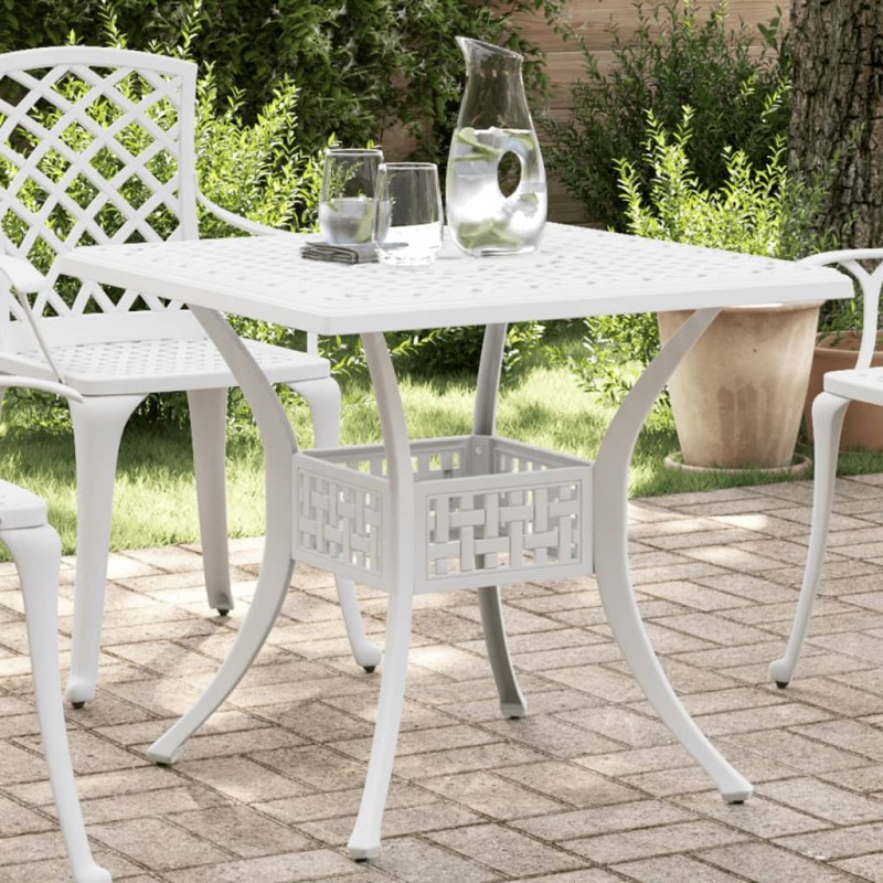 vidaXL Gartentisch Weiß 80x80x75 cm Aluminiumguss vidaXL Gartentisch Weiß 80x80x75 cm Aluminiumguss