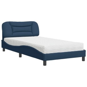 vidaXL Bett mit Matratze Blau 100x200 cm Stoff