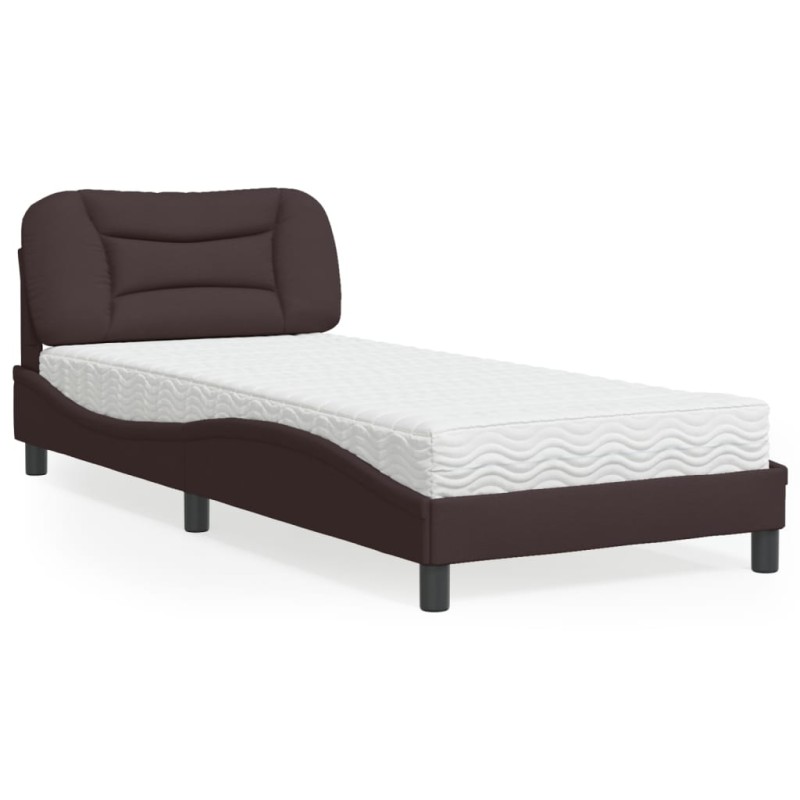 vidaXL Bett mit Matratze Dunkelbraun 80x200 cm Stoff vidaXL Bett mit Matratze Dunkelbraun 80x200 cm Stoff