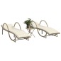 vidaXL Sonnenliegen 2 Stk. mit Tisch Beige Poly Rattan vidaXL Sonnenliegen 2 Stk. mit Tisch Beige Poly Rattan