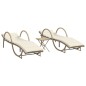 vidaXL Sonnenliegen 2 Stk. mit Tisch Beige Poly Rattan vidaXL Sonnenliegen 2 Stk. mit Tisch Beige Poly Rattan