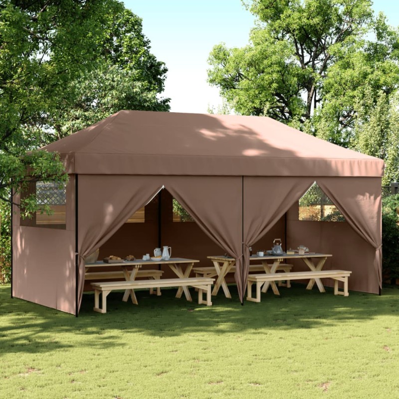 vidaXL Partyzelt Faltbar Pop-Up mit 4 Seitenteilen Braun vidaXL Partyzelt Faltbar Pop-Up mit 4 Seitenteilen Braun