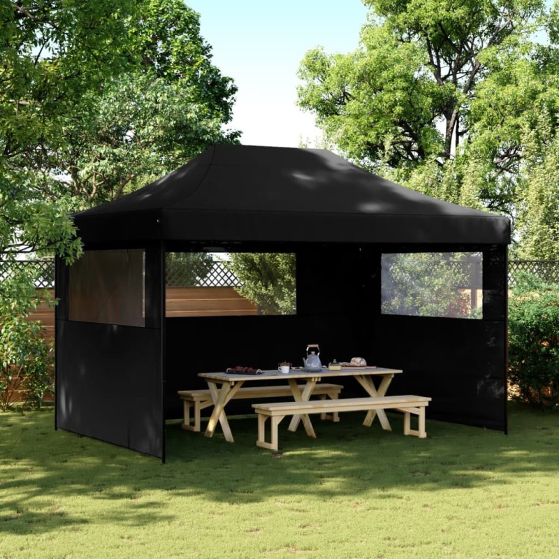 vidaXL Partyzelt Faltbar Pop-Up mit 3 Seitenteilen Schwarz vidaXL Partyzelt Faltbar Pop-Up mit 3 Seitenteilen Schwarz