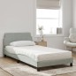 vidaXL Bett mit Matratze Hellgrau 100x200 cm Samt vidaXL Bett mit Matratze Hellgrau 100x200 cm Samt