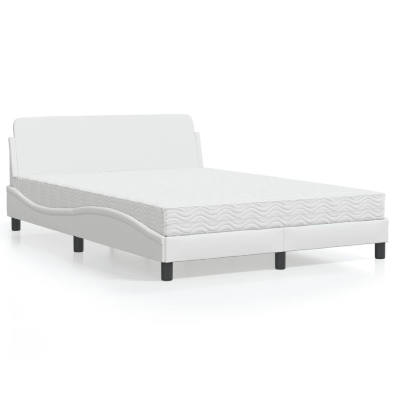 vidaXL Bett mit Matratze Weiß 140x190 cm Kunstleder vidaXL Bett mit Matratze Weiß 140x190 cm Kunstleder