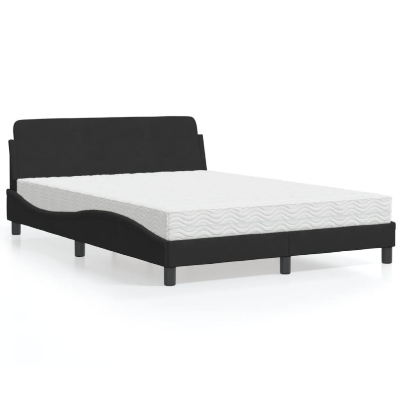 vidaXL Bett mit Matratze Schwarz 140x190 cm Samt vidaXL Bett mit Matratze Schwarz 140x190 cm Samt