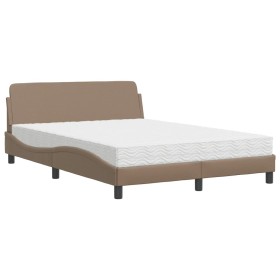 vidaXL Bett mit Matratze Cappuccino-Braun 140x190 cm Kunstleder