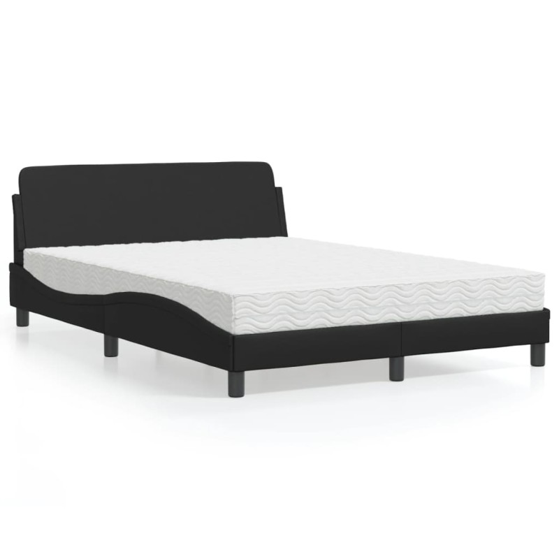 vidaXL Bett mit Matratze Schwarz 140x200 cm Kunstleder vidaXL Bett mit Matratze Schwarz 140x200 cm Kunstleder