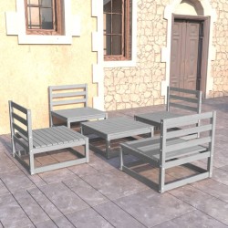 vidaXL 5-tlg. Garten-Lounge-Set Grau Massivholz Kiefer