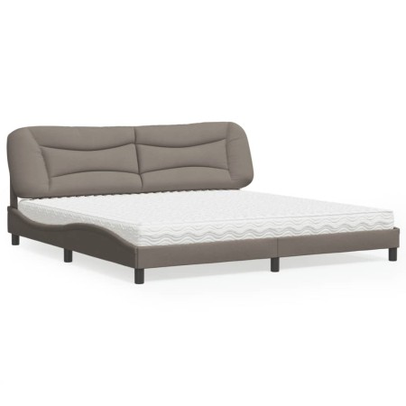 vidaXL Bett mit Matratze Taupe 200x200 cm Stoff