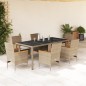vidaXL 7-tlg. Garten-Essgruppe mit Kissen Beige Poly Rattan und Glas vidaXL 7-tlg. Garten-Essgruppe mit Kissen Beige Poly Rattan und Glas