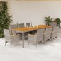 vidaXL 9-tlg. Garten-Essgruppe mit Kissen Grau Poly Rattan Akazie vidaXL 9-tlg. Garten-Essgruppe mit Kissen Grau Poly Rattan Akazie