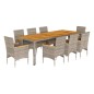 vidaXL 9-tlg. Garten-Essgruppe mit Kissen Grau Poly Rattan Akazie vidaXL 9-tlg. Garten-Essgruppe mit Kissen Grau Poly Rattan Akazie