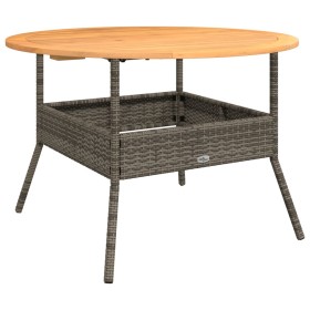 vidaXL Gartentisch mit Holzplatte Grau Ø110x71 cm Poly Rattan