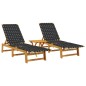 vidaXL Sonnenliegen 2 Stk. mit Tisch Schwarz Massivholz Akazie vidaXL Sonnenliegen 2 Stk. mit Tisch Schwarz Massivholz Akazie