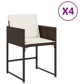 vidaXL Gartenstühle mit Kissen 4 Stk. Braun Poly Rattan