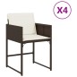 vidaXL Gartenstühle mit Kissen 4 Stk. Braun Poly Rattan vidaXL Gartenstühle mit Kissen 4 Stk. Braun Poly Rattan