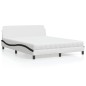vidaXL Bett mit Matratze Weiß und Schwarz 160x200 cm Kunstleder vidaXL Bett mit Matratze Weiß und Schwarz 160x200 cm Kunstleder