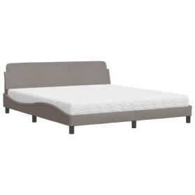vidaXL Bett mit Matratze Taupe 180x200 cm Stoff