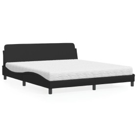 vidaXL Bett mit Matratze Schwarz 180x200 cm Kunstleder